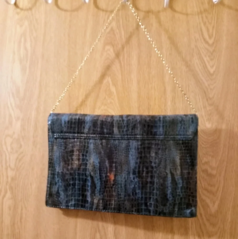 JLO Green Snakeskin Pattern Clutch Crossbody Shoulder Bag Womens Small/Medium